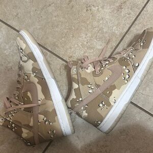 Nike Tan and Cream High-Top Sneakers